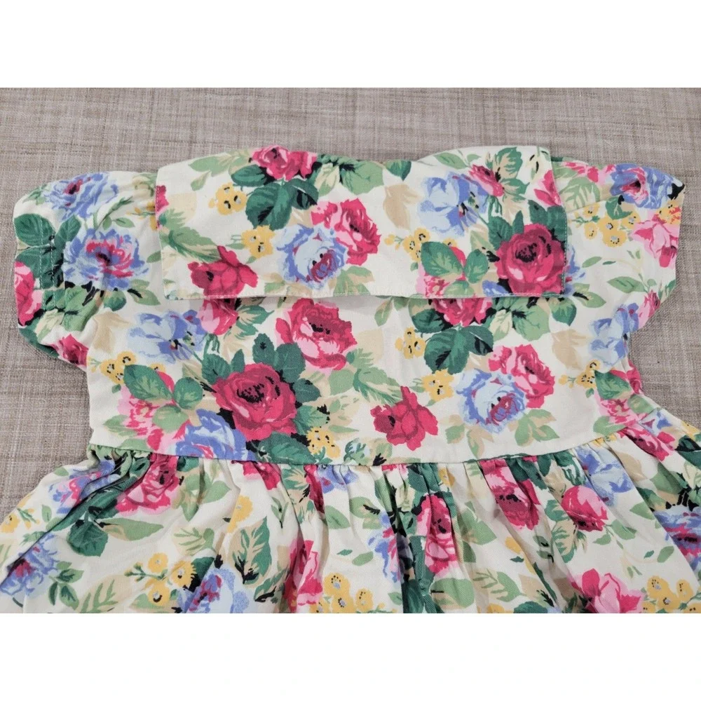 Vintage Limited Jeans Girls Floral‎ Rose Print Dress Peter Pan Collar 90s Cotton